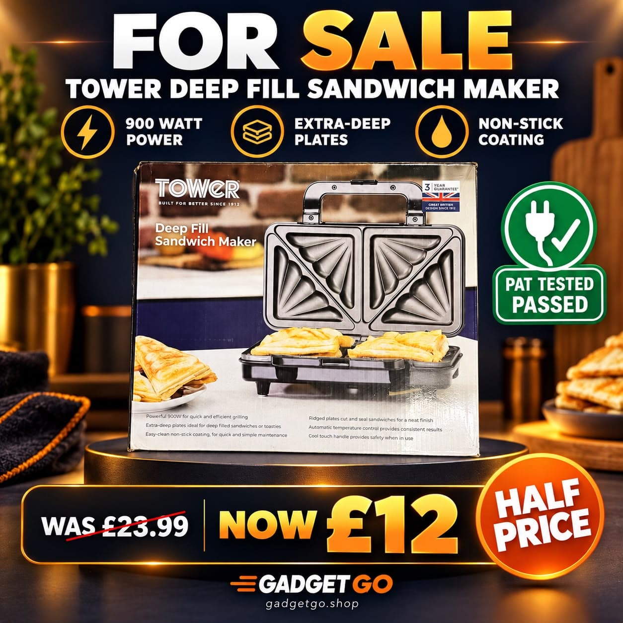 Tower Deep Fill Sandwich Maker