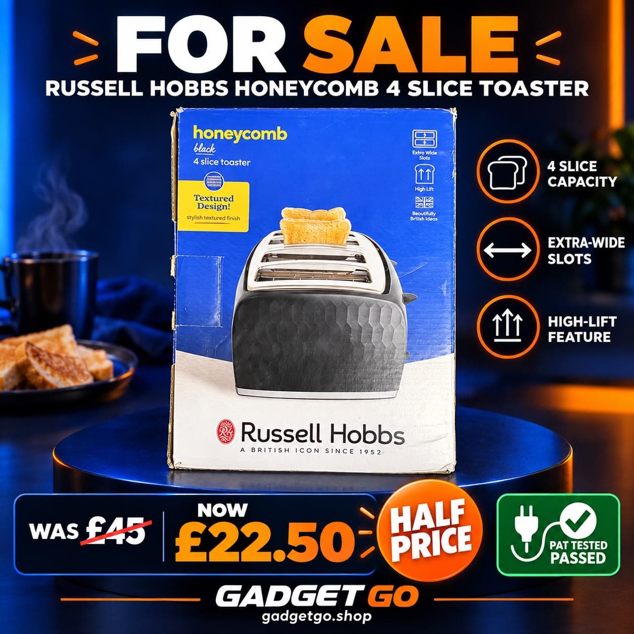 Russell Hobbs Honeycomb 4-Slice Toaster