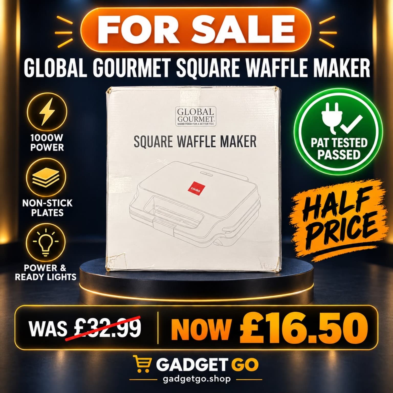 Global Gourmet Square Waffle Maker