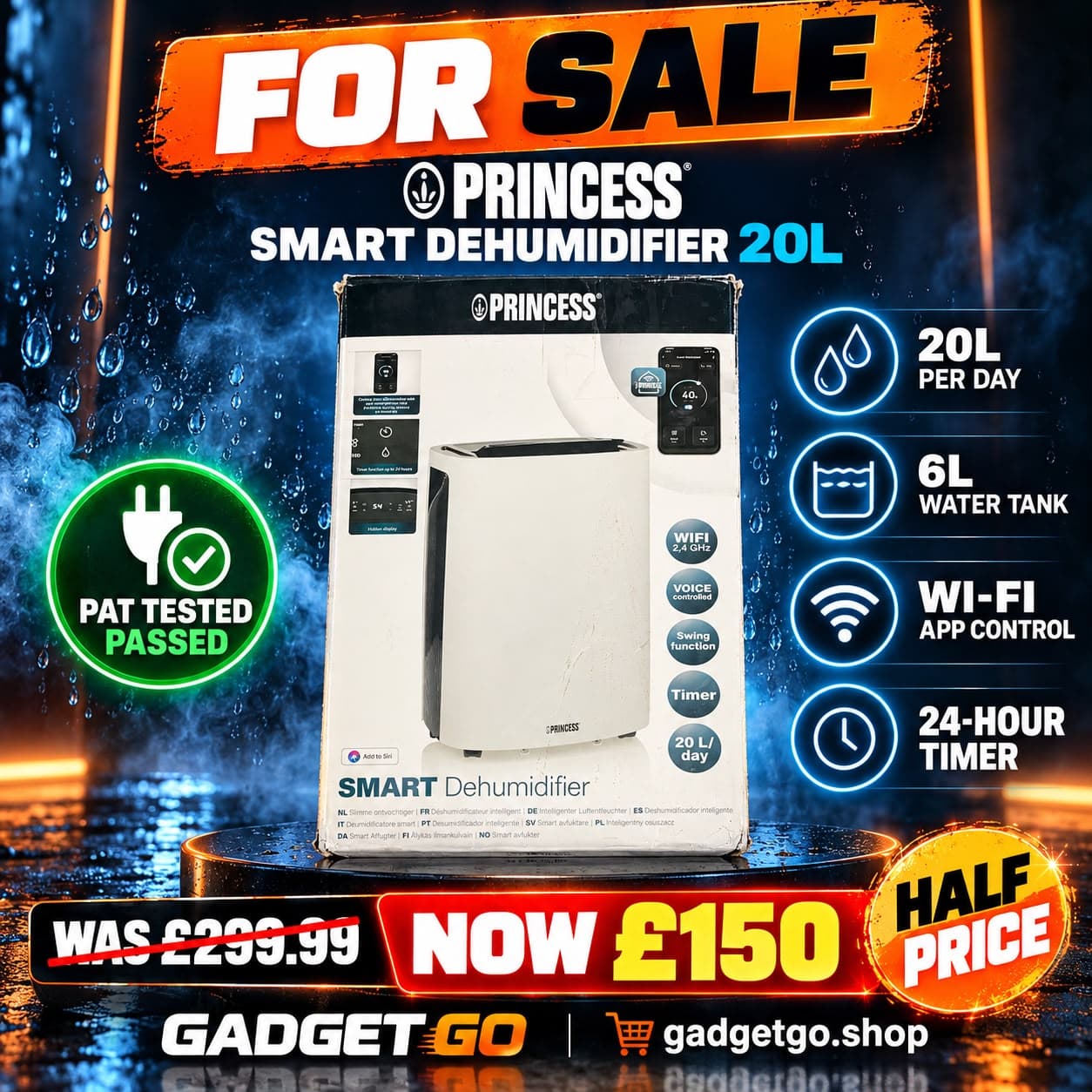 Princess Smart Dehumidifier 20L